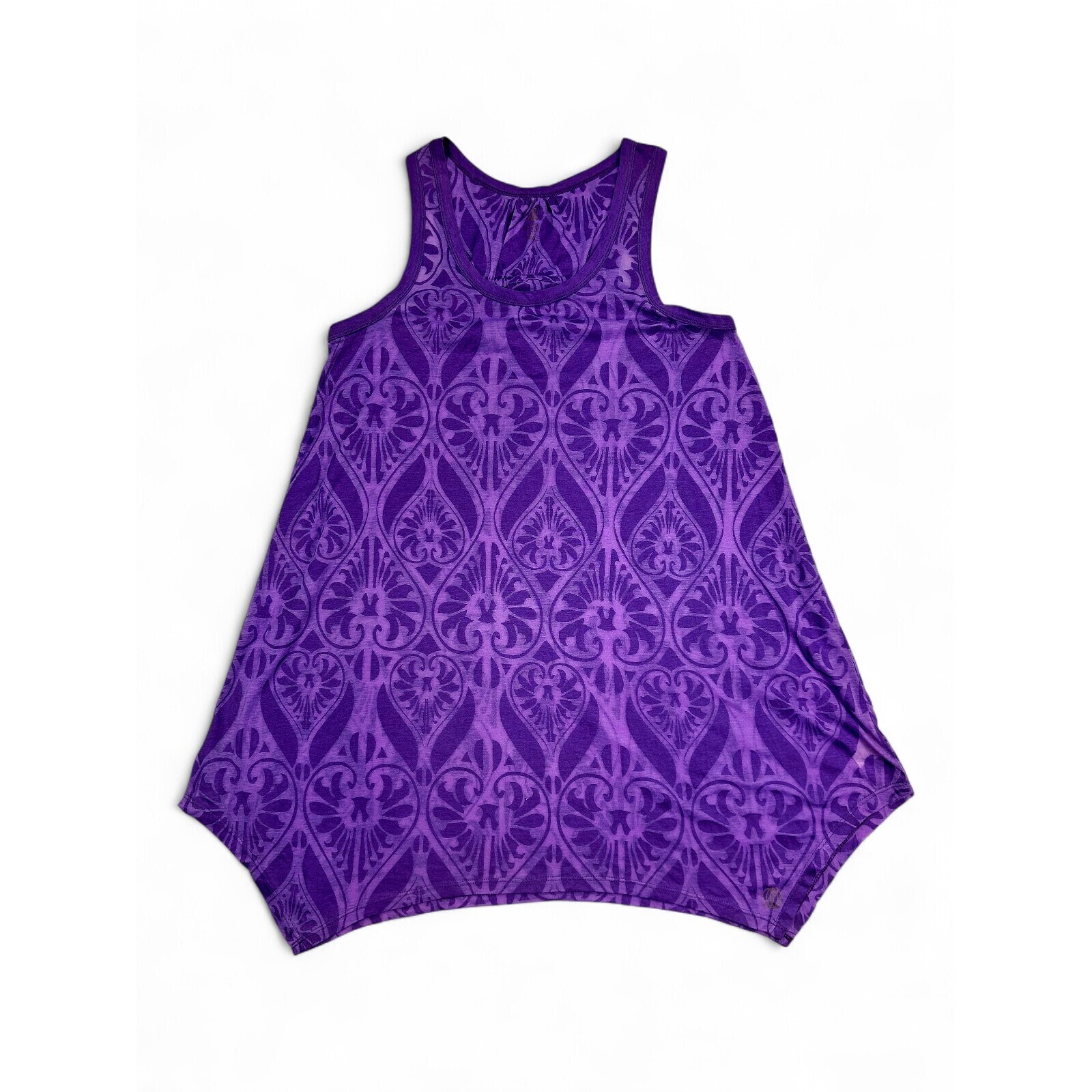 Balance Collection Purple Printed Handkerchief-Hem Tank Top M